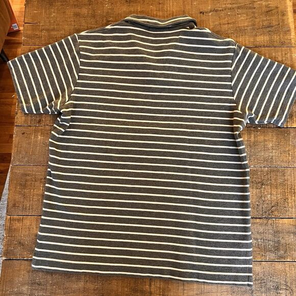 VTG‎ Polo Ralph Lauren Vintage Gray White Striped Polo Shirt Men’s Large EUC - Picture 5 of 5